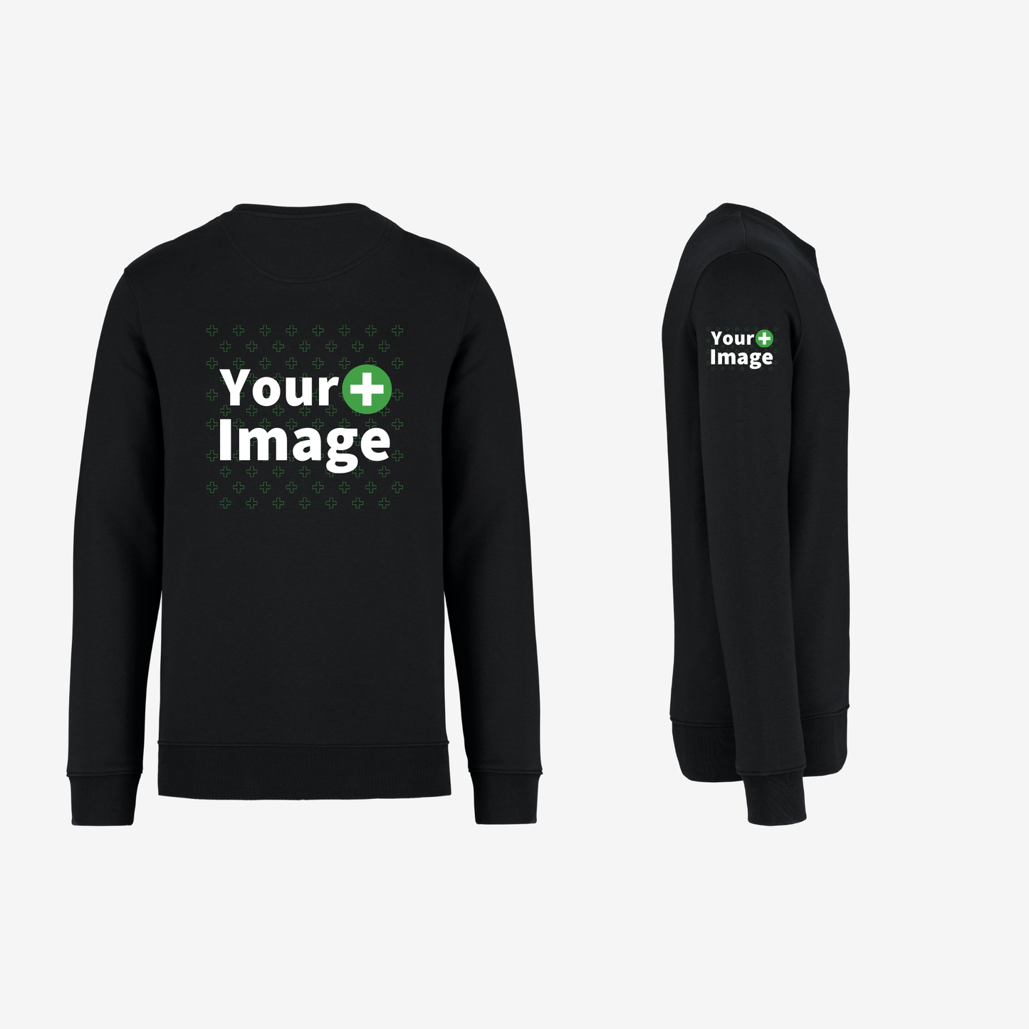 Custom Printed - CREW NECK SWEATSHIRT - Black