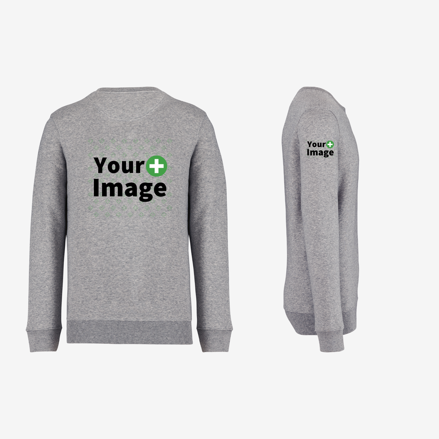 Custom Printed - CREW NECK SWEATSHIRT - Heather Slub Gray