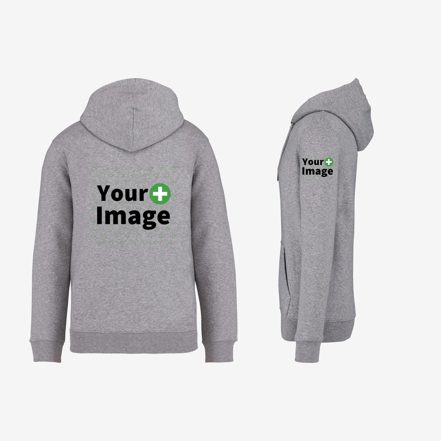 Custom Printed - HOODED SWEATSHIRT - Heather Slub Gray
