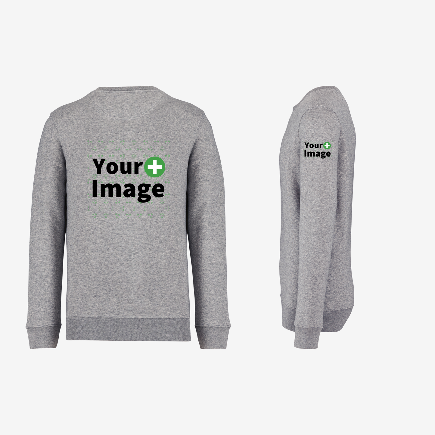 Custom Printed - CREW NECK SWEATSHIRT - Heather Slub Gray