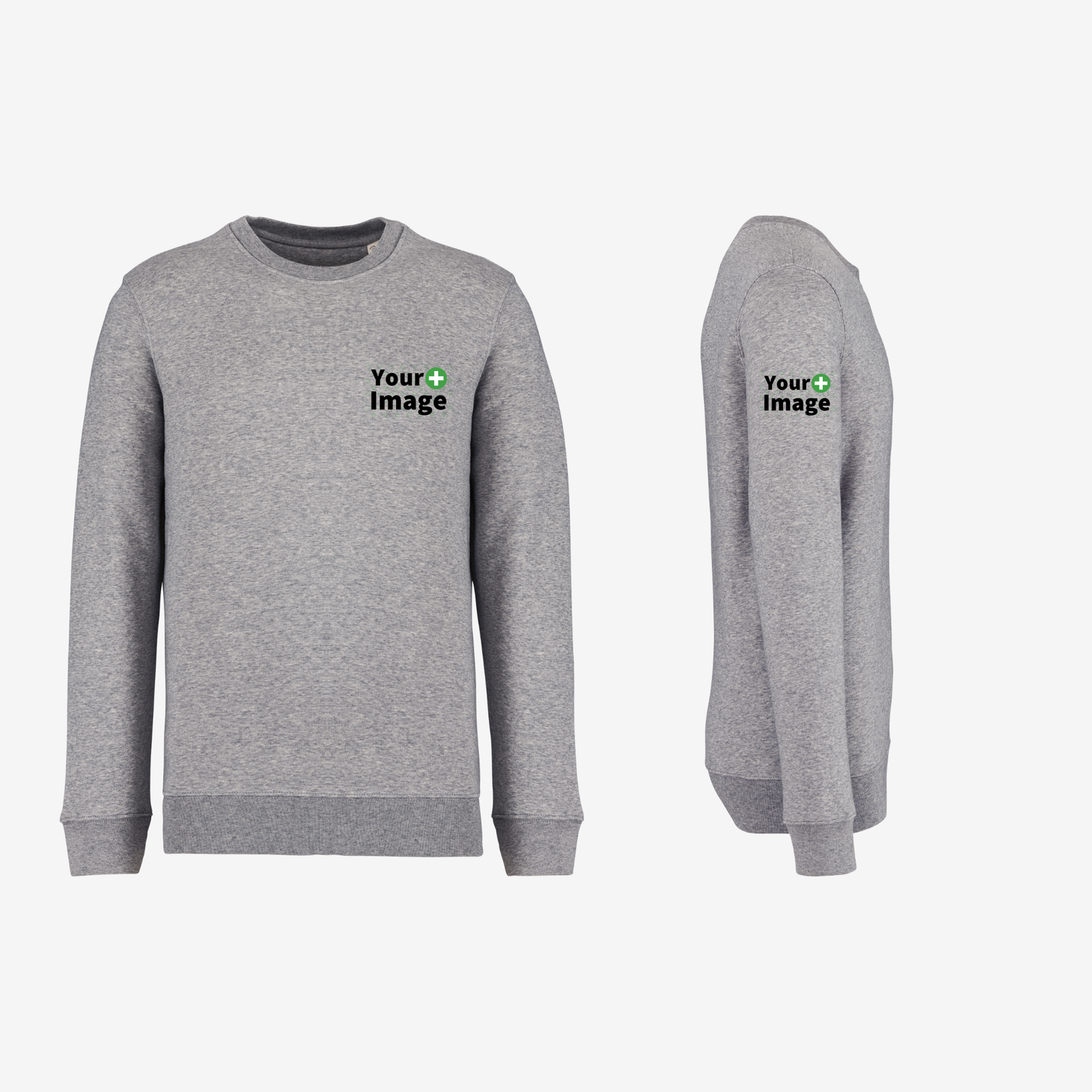 Custom Printed - CREW NECK SWEATSHIRT - Heather Slub Gray