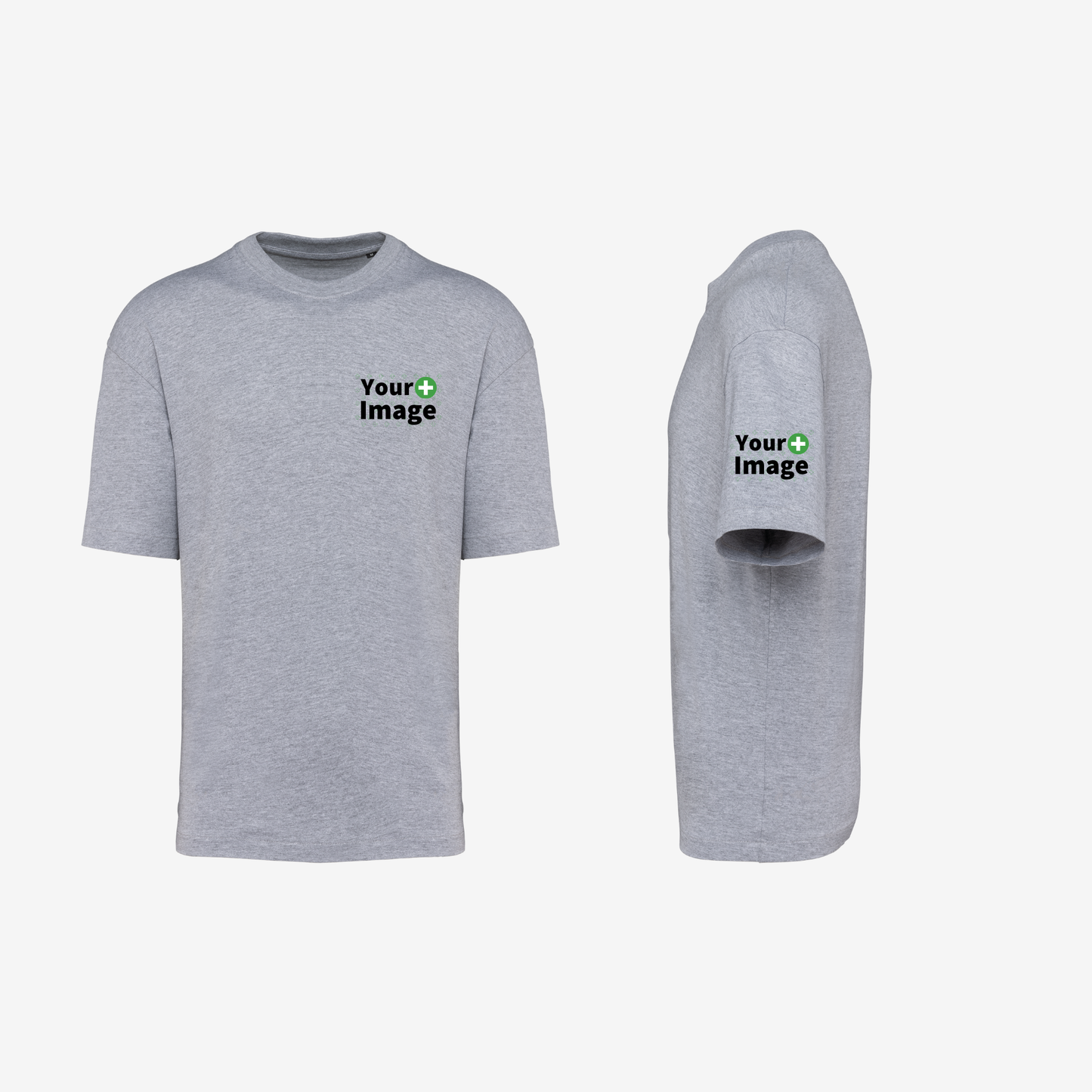 Custom Printed - OVERSIZED DROP SHOULDER T-SHIRT - Heather Slub Gray