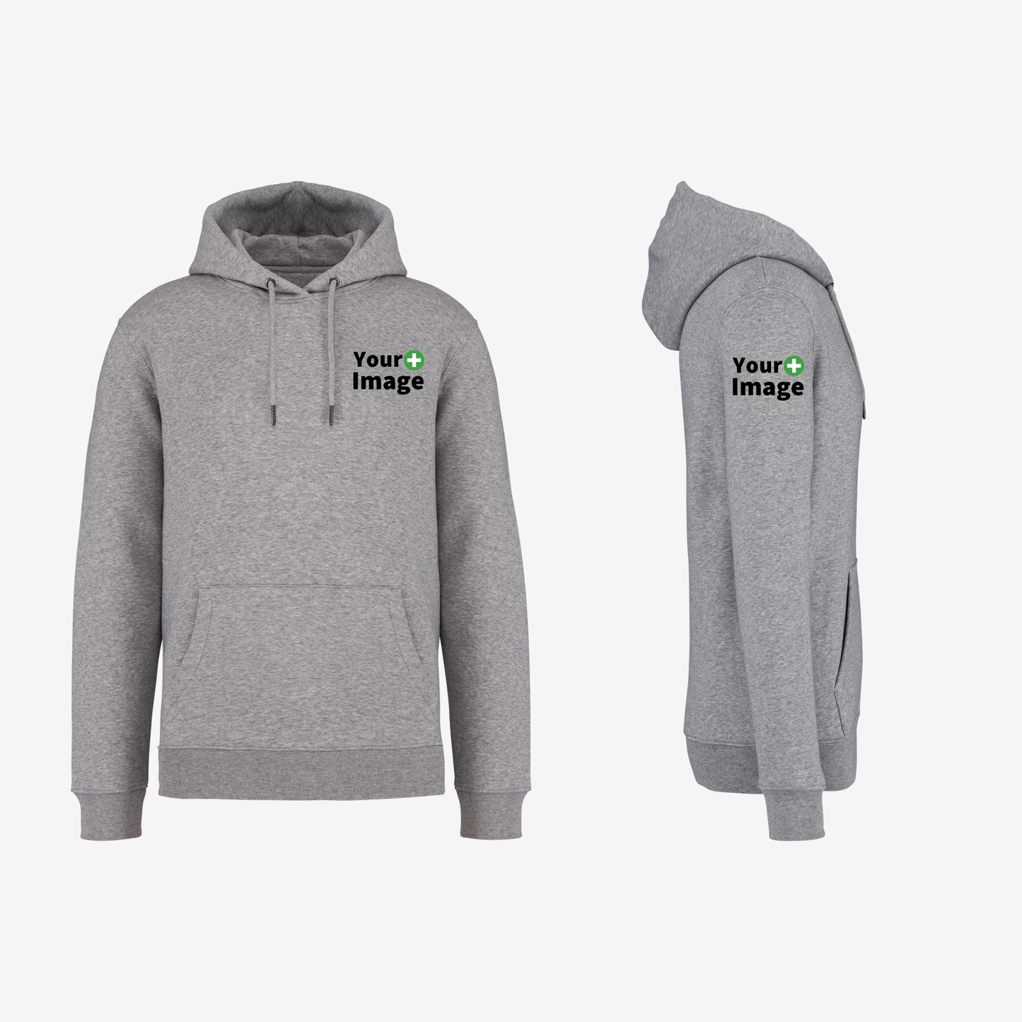 Custom Printed - HOODED SWEATSHIRT - Heather Slub Gray
