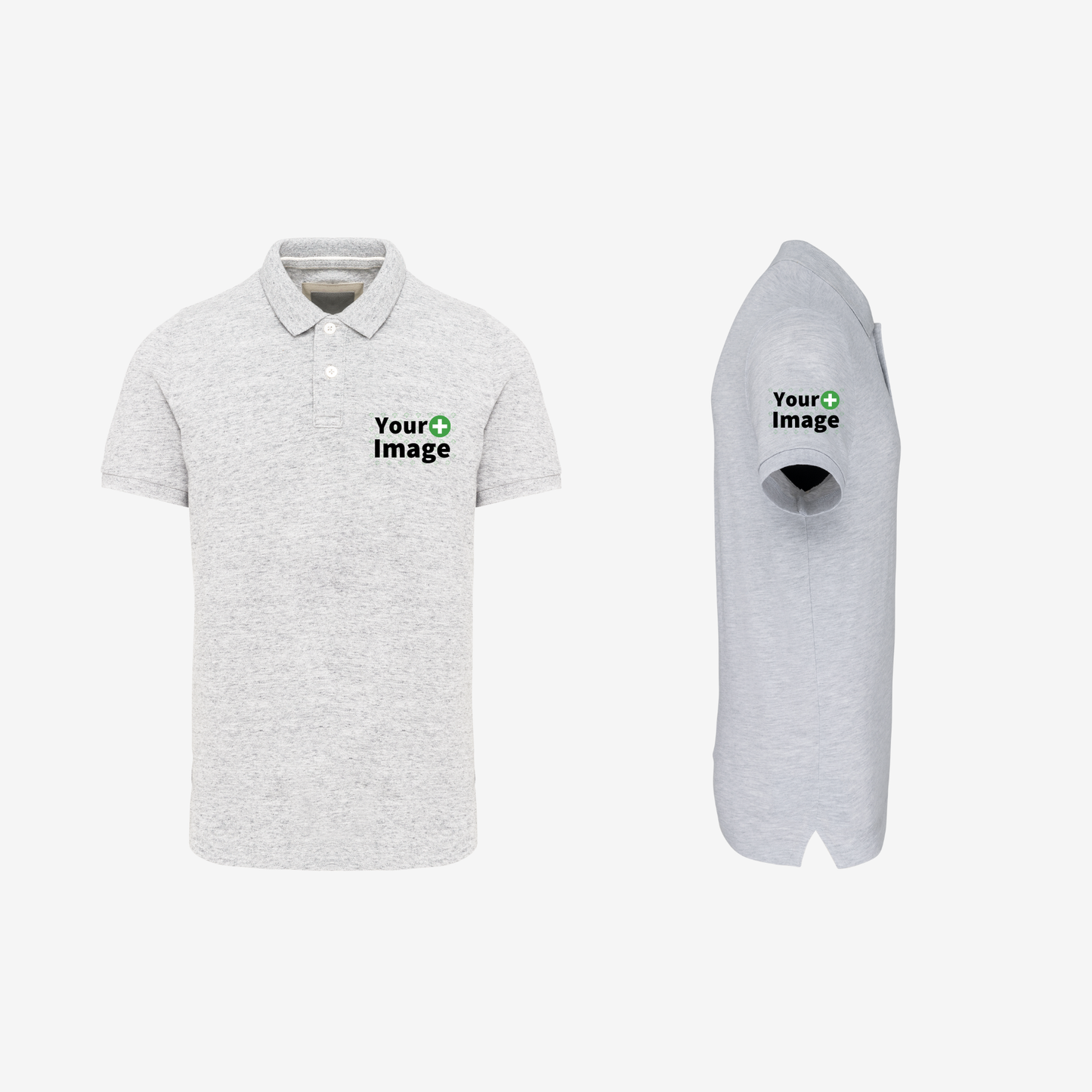 Custom Printed - SHORT SLEEVE POLO - Heather Ash Gray