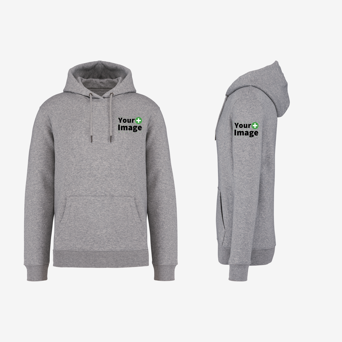 Custom Printed - HOODED SWEATSHIRT - Heather Slub Gray