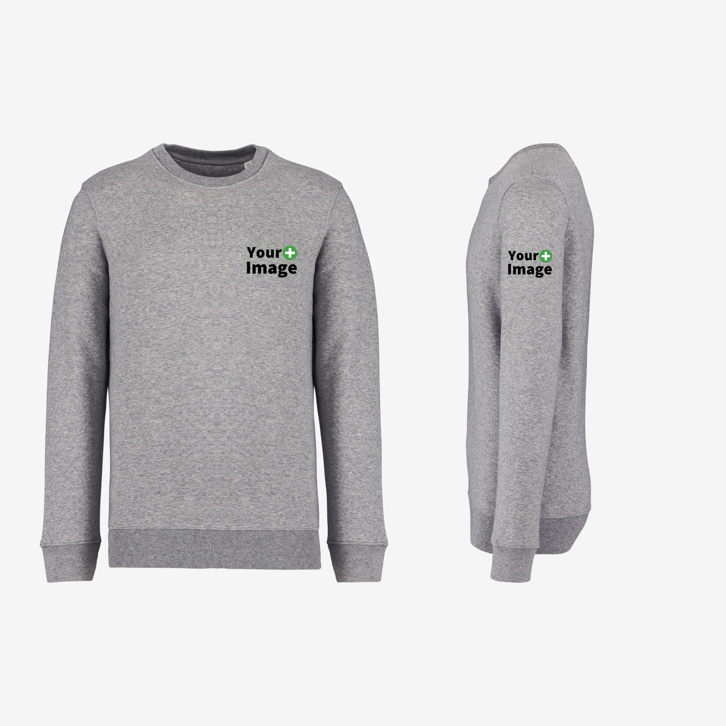 Custom Printed - CREW NECK SWEATSHIRT - Heather Slub Gray