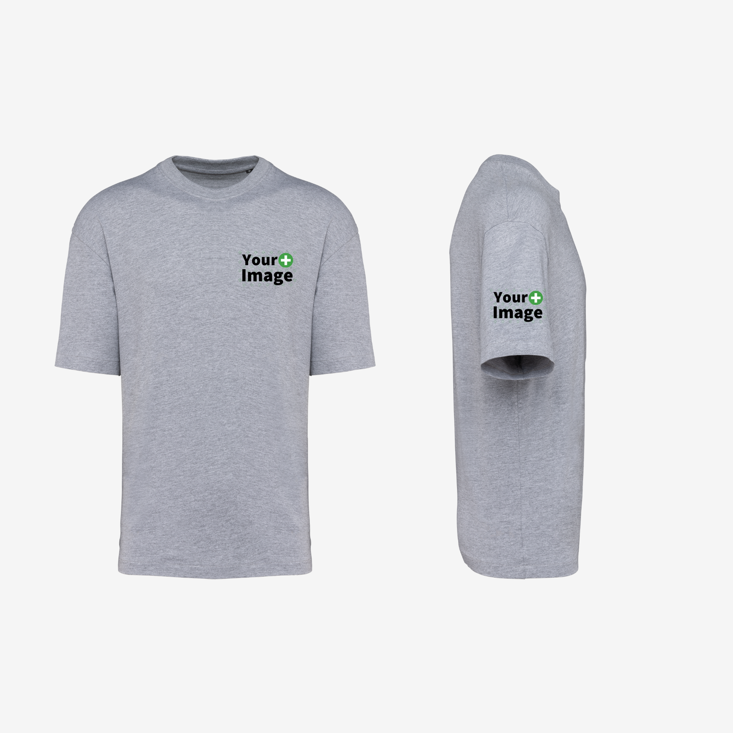 Custom Printed - OVERSIZED DROP SHOULDER T-SHIRT - Heather Slub Gray