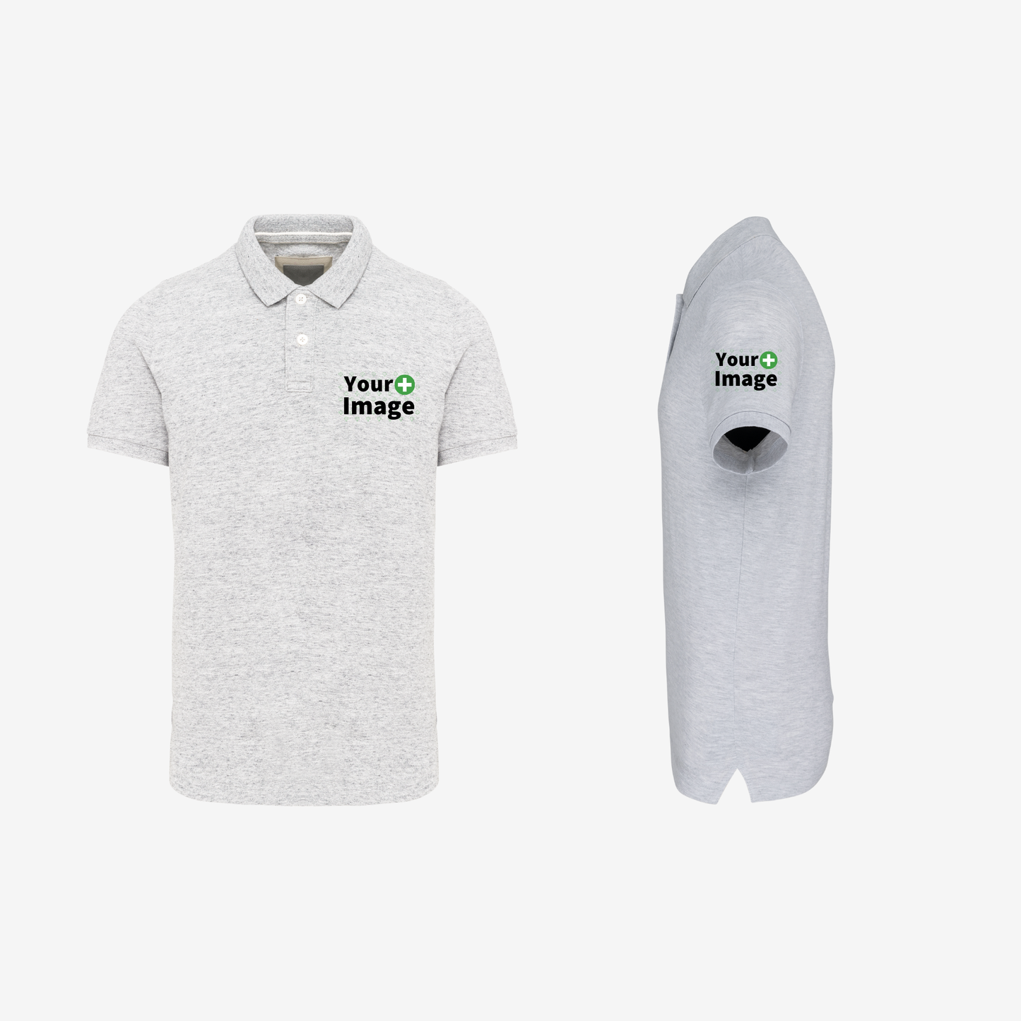 Custom Printed - SHORT SLEEVE POLO - Heather Ash Gray