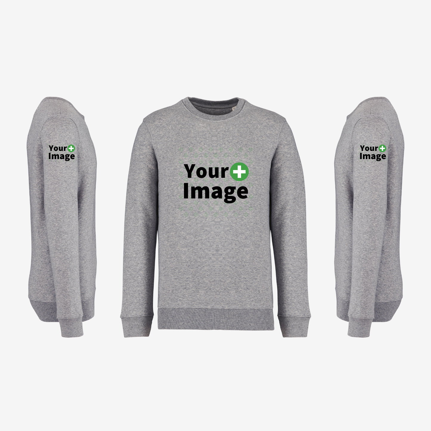 Custom Printed - CREW NECK SWEATSHIRT - Heather Slub Gray