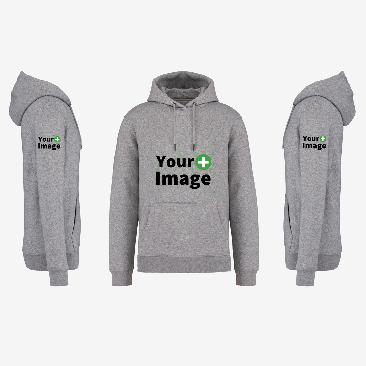 Custom Printed - HOODED SWEATSHIRT - Heather Slub Gray