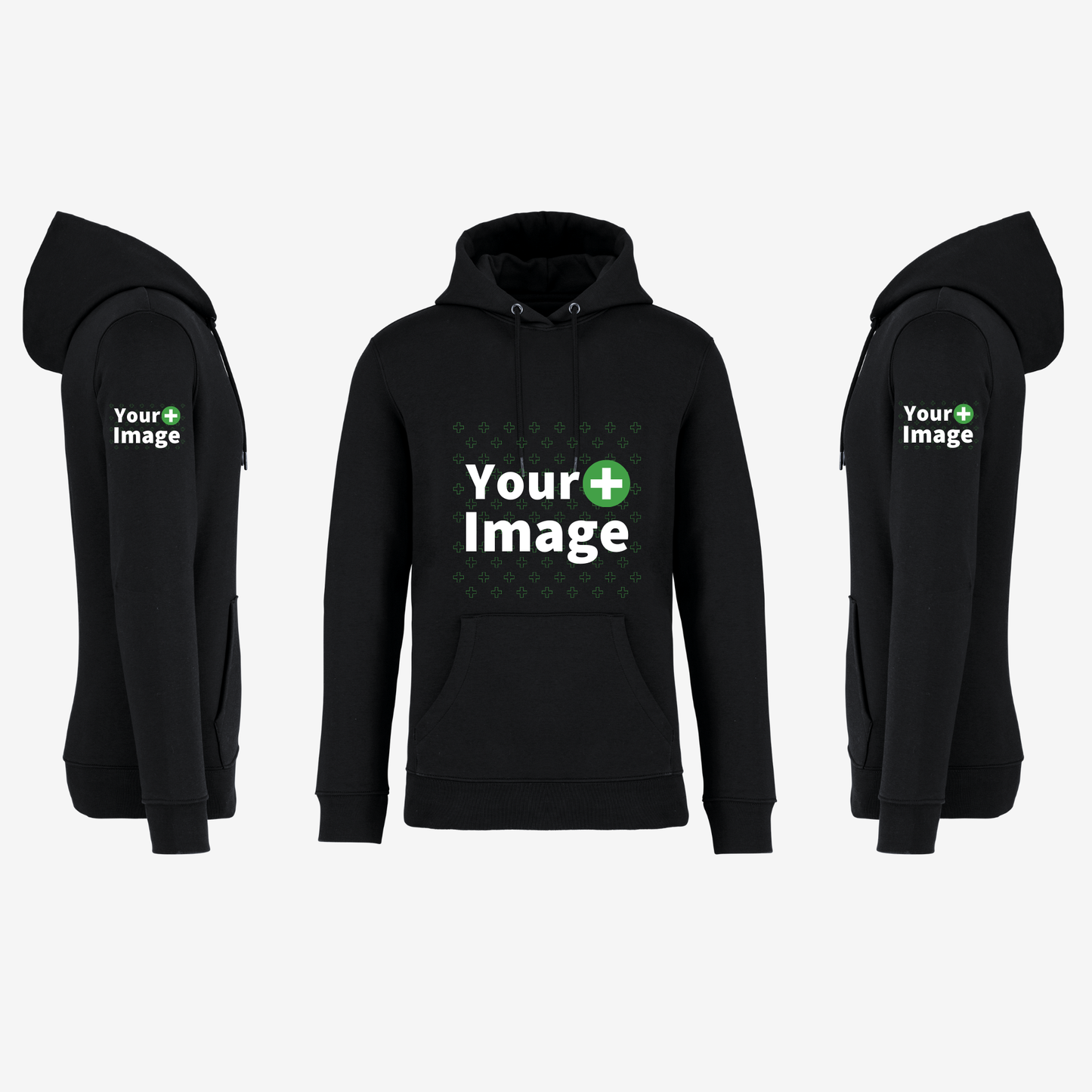 Custom Printed - HOODED SWEATSHIRT - Black
