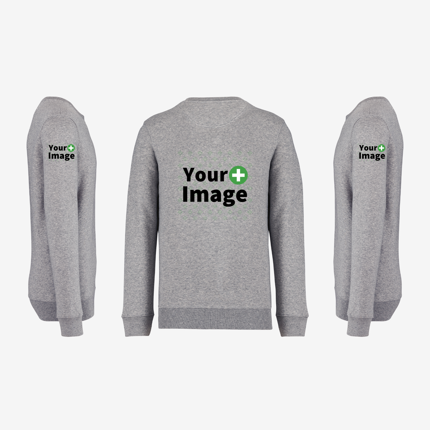 Custom Printed - CREW NECK SWEATSHIRT - Heather Slub Gray