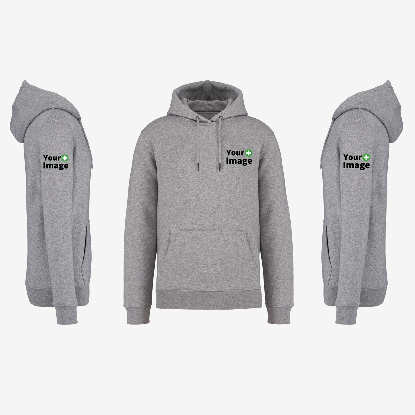 Custom Printed - HOODED SWEATSHIRT - Heather Slub Gray