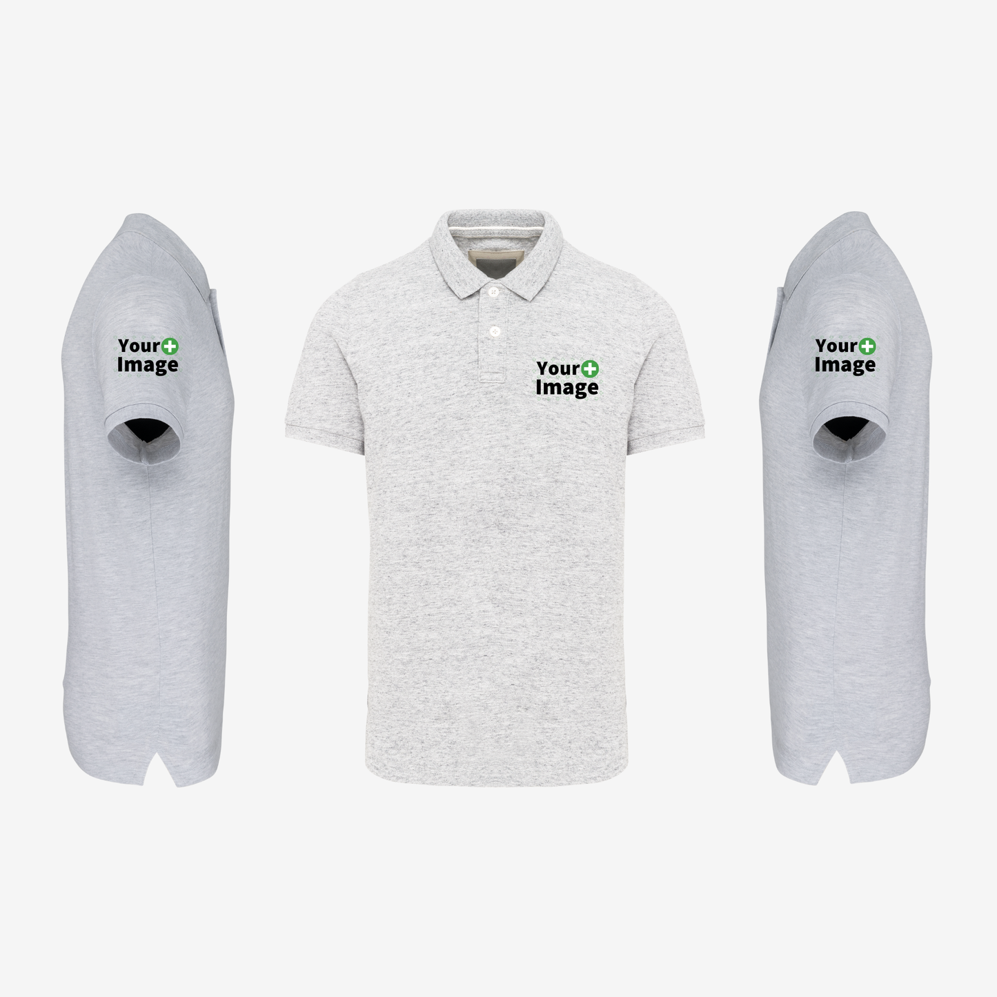 Custom Printed - SHORT SLEEVE POLO - Heather Ash Gray