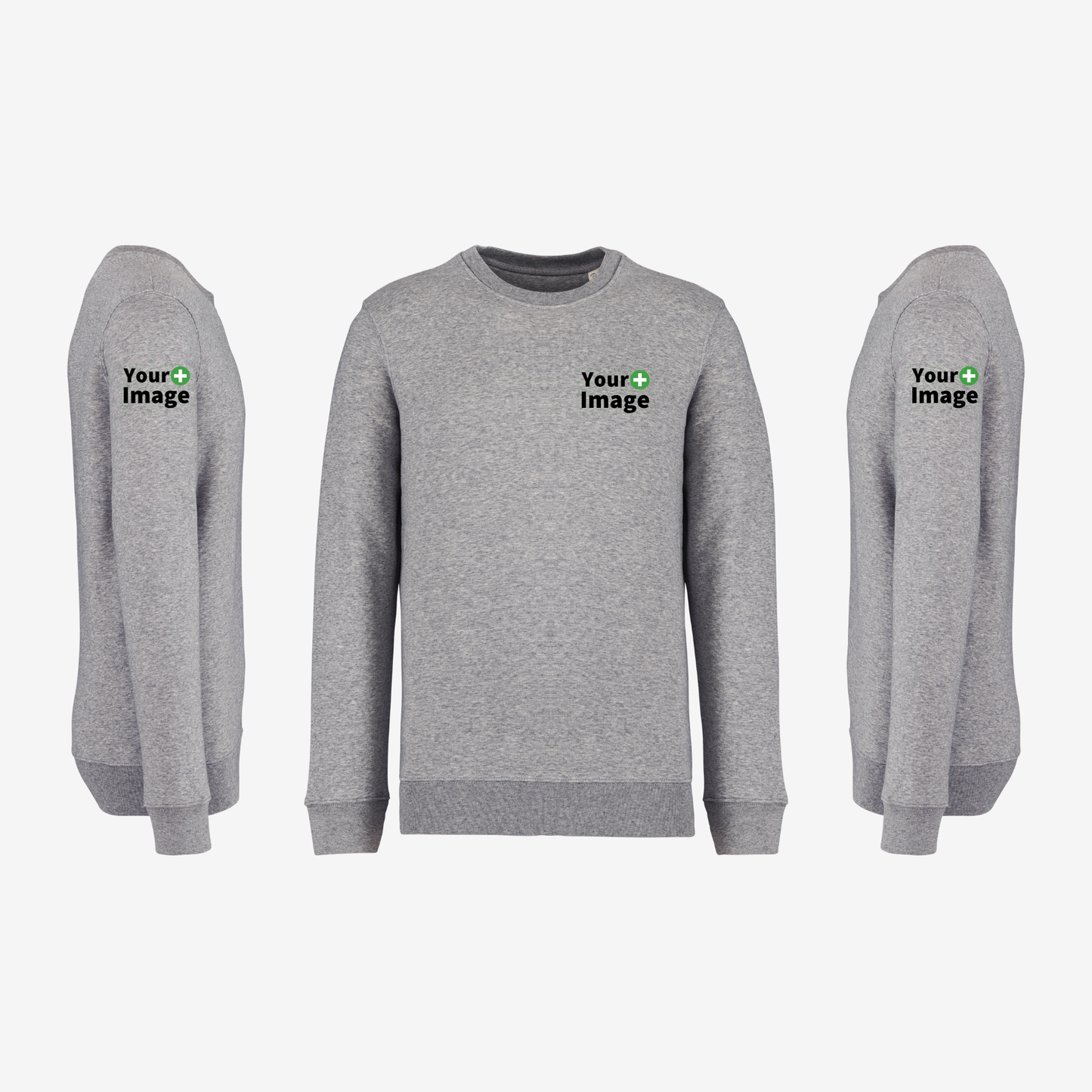 Custom Printed - CREW NECK SWEATSHIRT - Heather Slub Gray