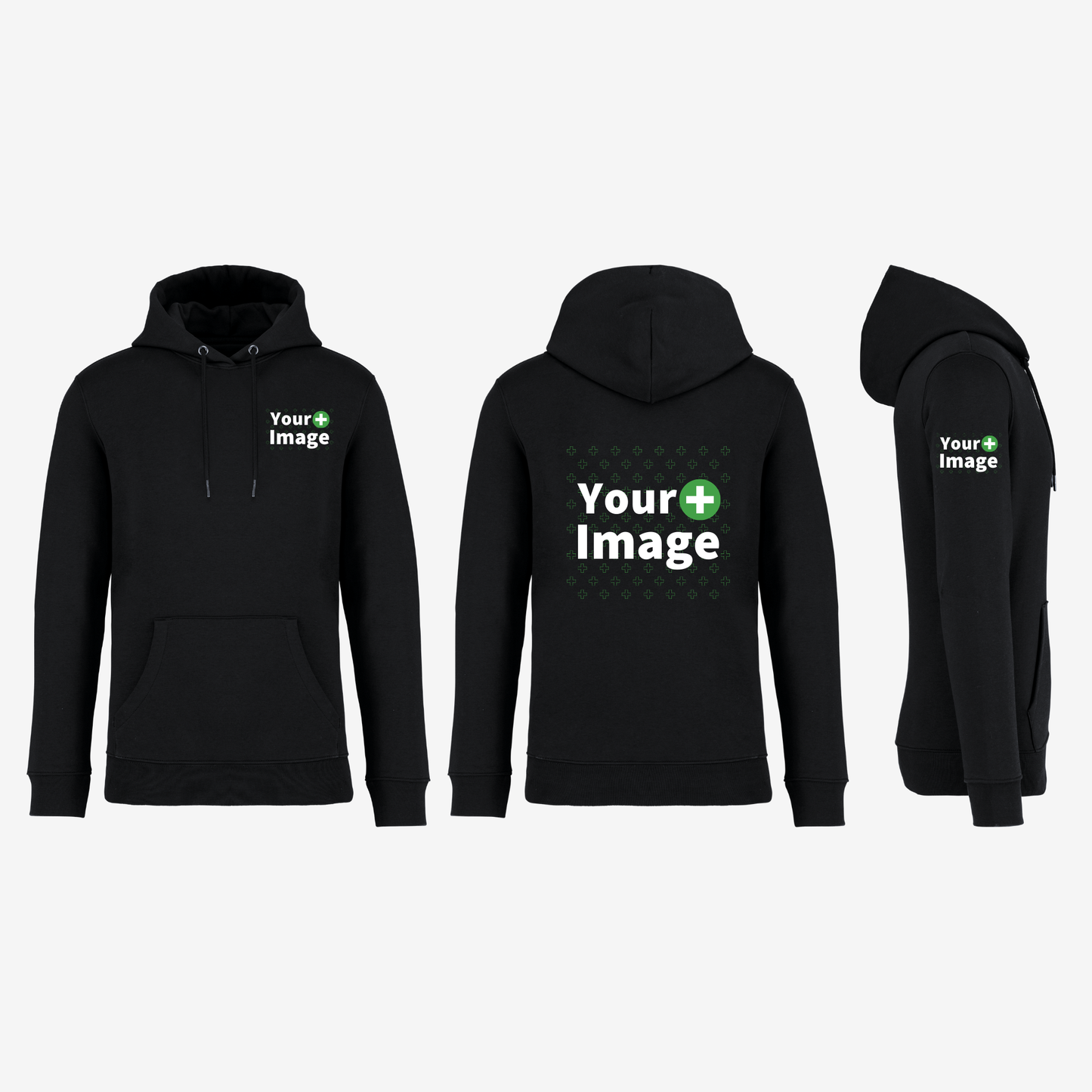 Custom Printed - HOODED SWEATSHIRT - Black