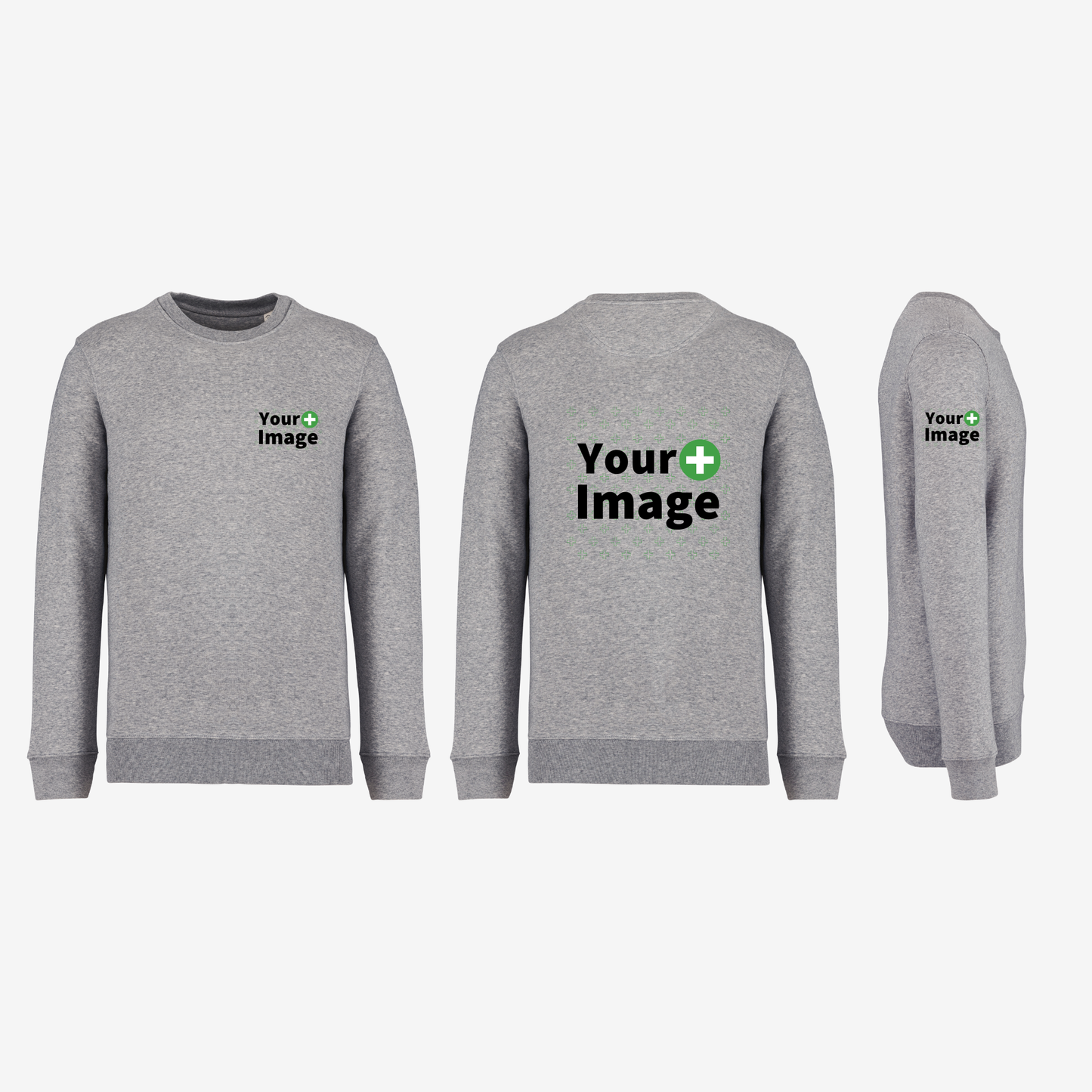 Custom Printed - CREW NECK SWEATSHIRT - Heather Slub Gray