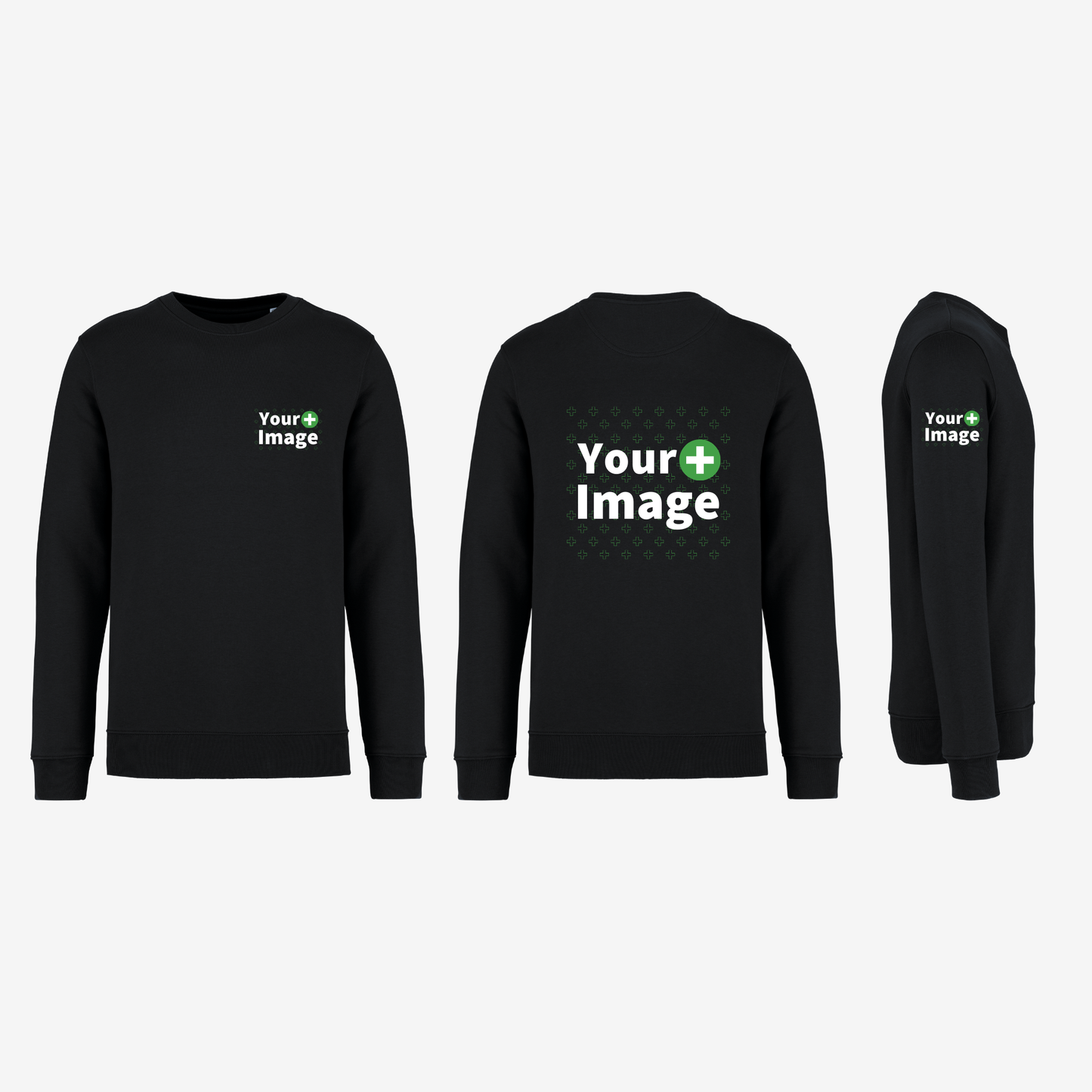 Custom Printed - CREW NECK SWEATSHIRT - Black