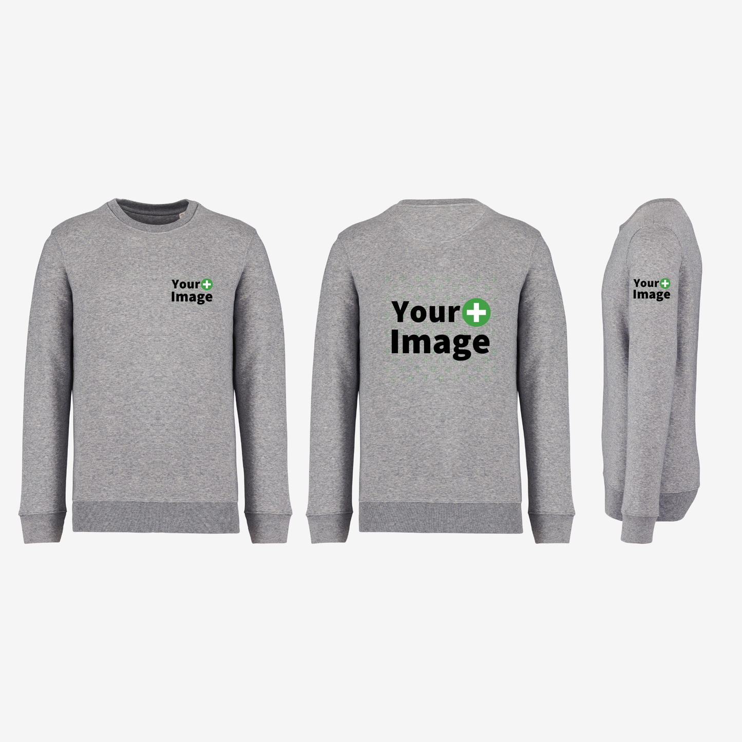 Custom Printed - CREW NECK SWEATSHIRT - Heather Slub Gray