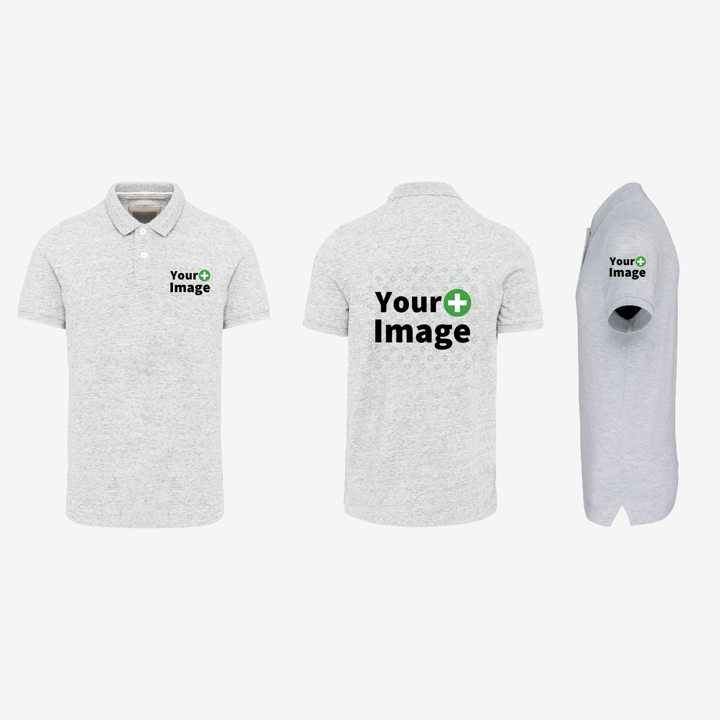 Custom Printed - SHORT SLEEVE POLO - Heather Ash Gray