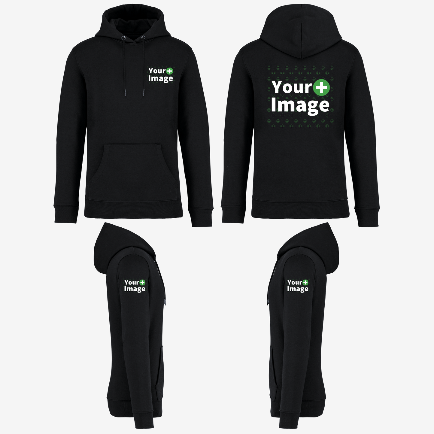 Custom Printed - HOODED SWEATSHIRT - Black