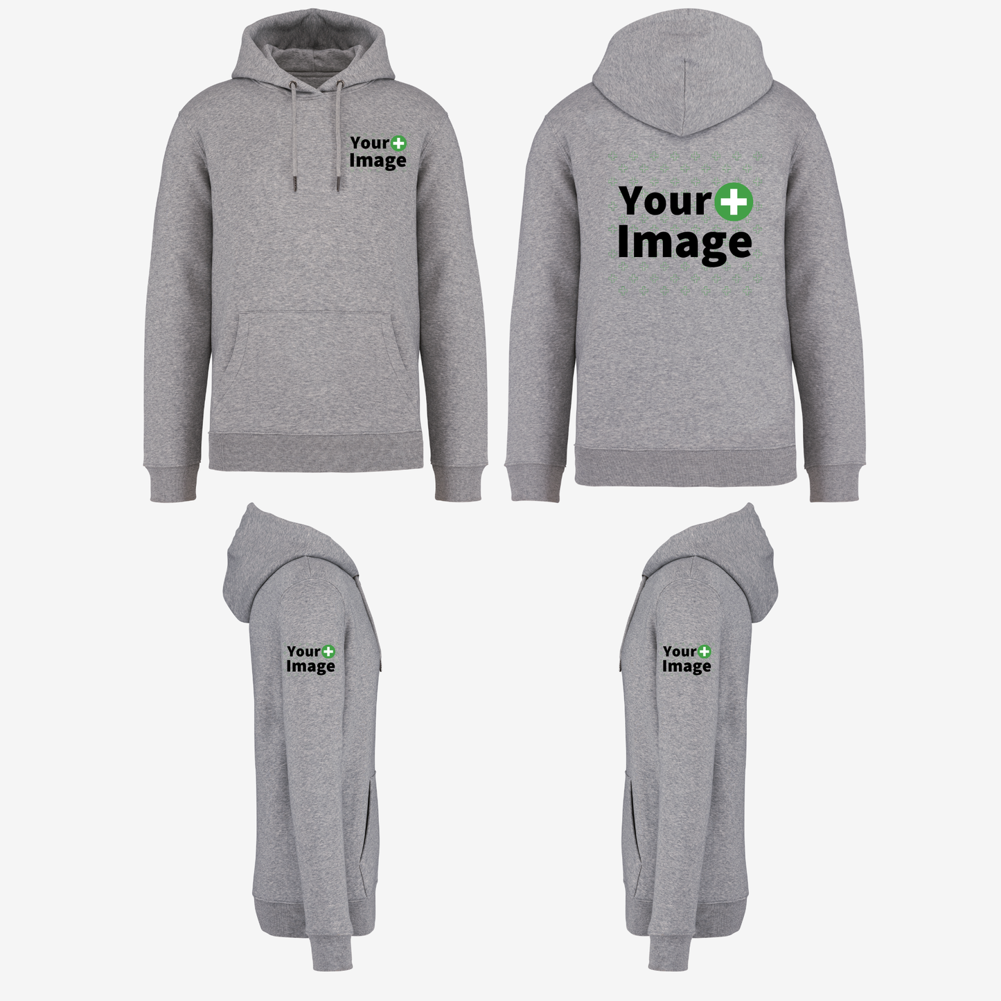 Custom Printed - HOODED SWEATSHIRT - Heather Slub Gray