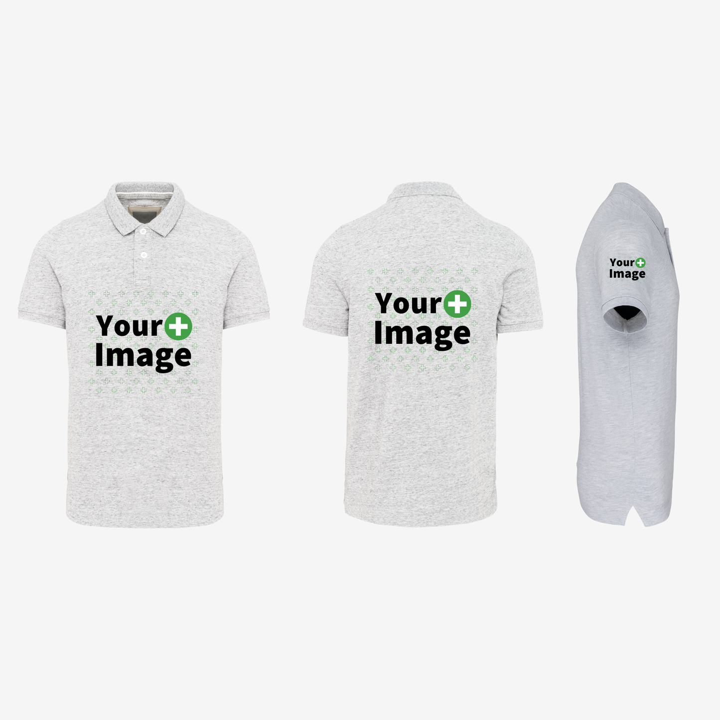 Custom Printed - SHORT SLEEVE POLO - Heather Ash Gray