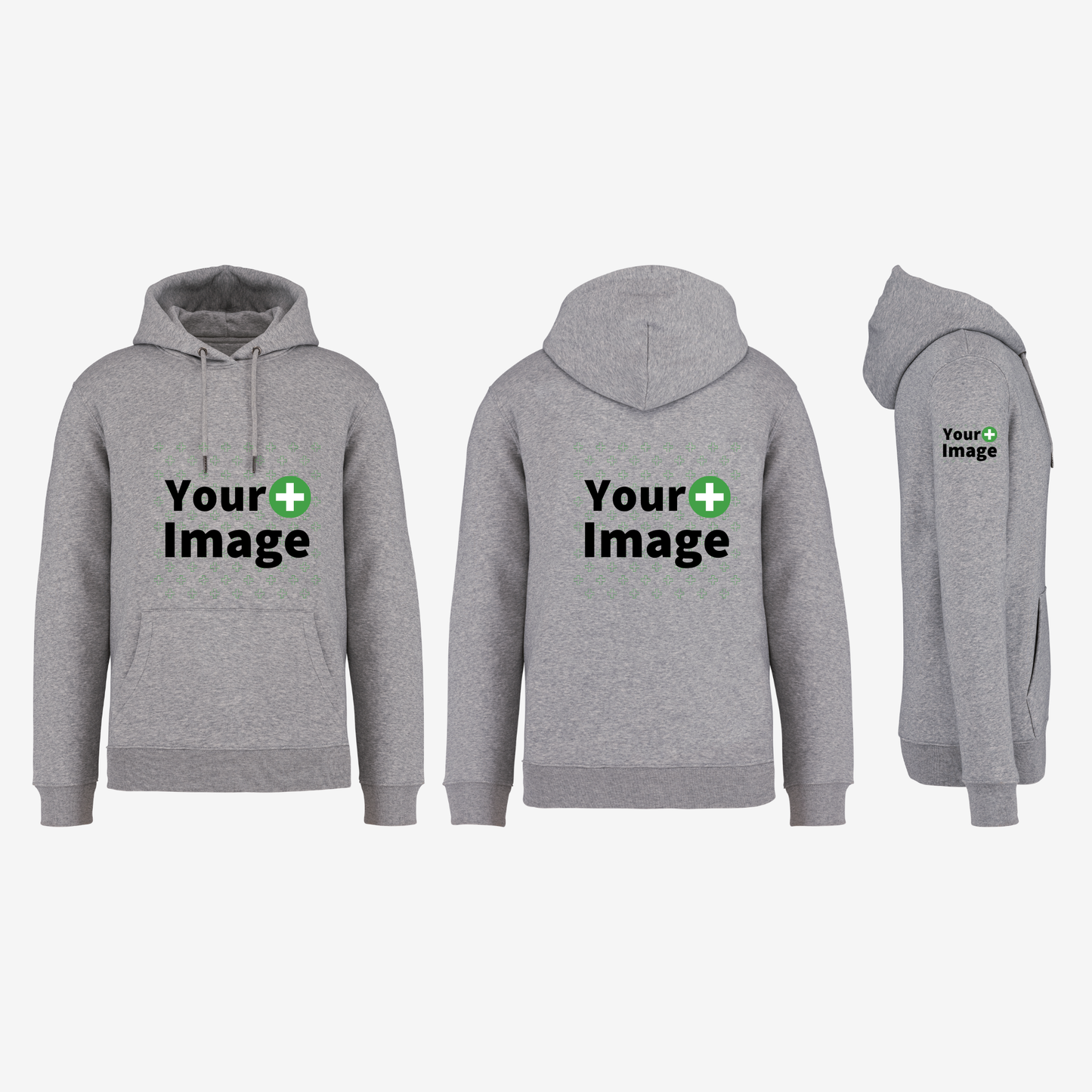 Custom Printed - HOODED SWEATSHIRT - Heather Slub Gray