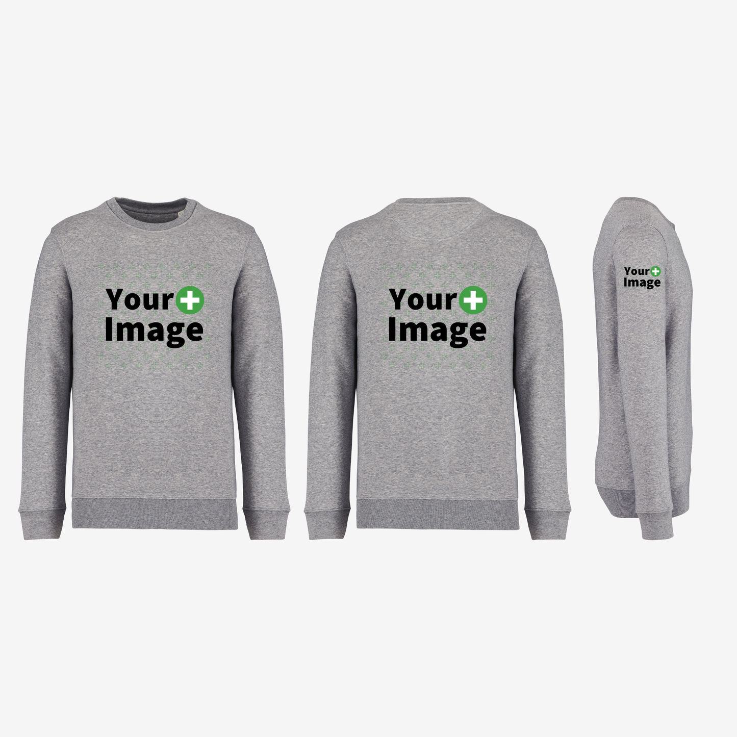 Custom Printed - CREW NECK SWEATSHIRT - Heather Slub Gray