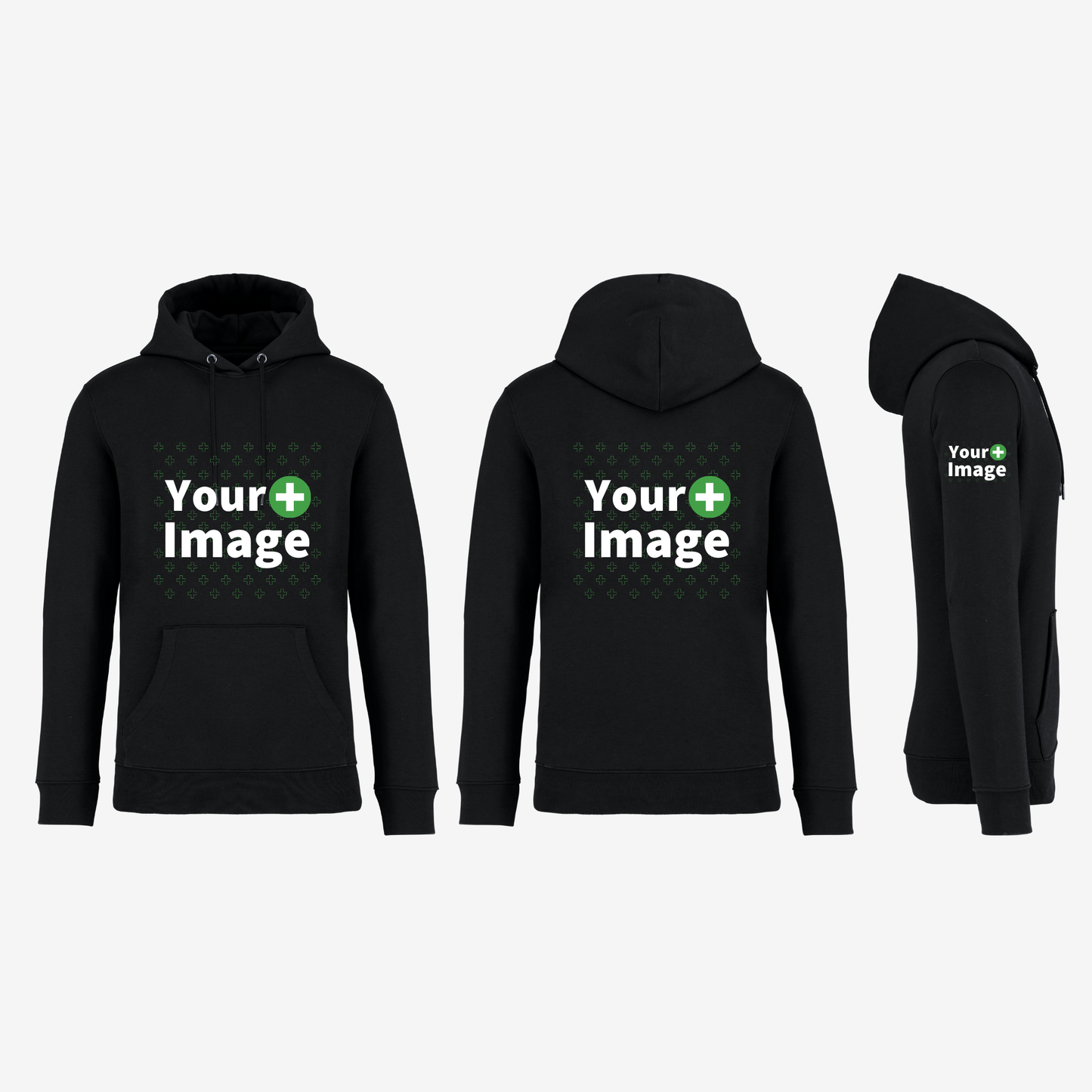 Custom Printed - HOODED SWEATSHIRT - Black
