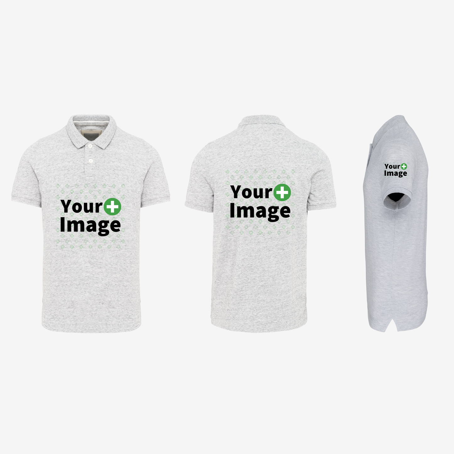 Custom Printed - SHORT SLEEVE POLO - Heather Ash Gray