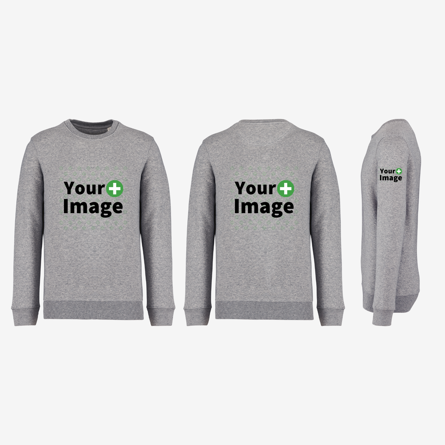 Custom Printed - CREW NECK SWEATSHIRT - Heather Slub Gray
