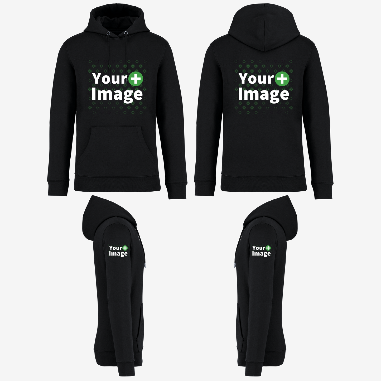 Custom Printed - HOODED SWEATSHIRT - Black