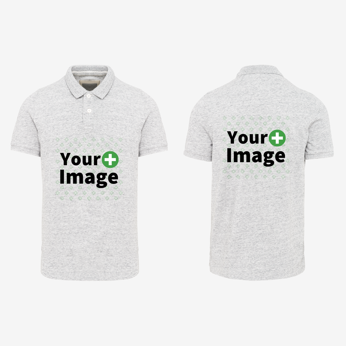 Custom Printed - SHORT SLEEVE POLO - Heather Ash Gray