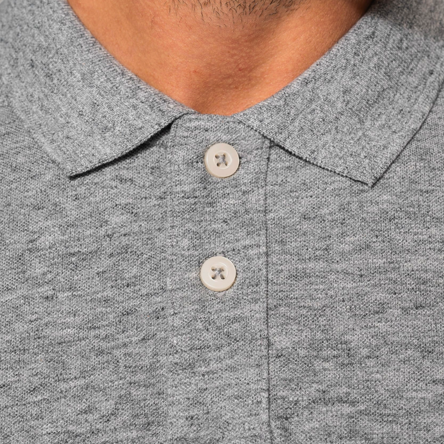 SHORT SLEEVE POLO - Heather Slub Gray