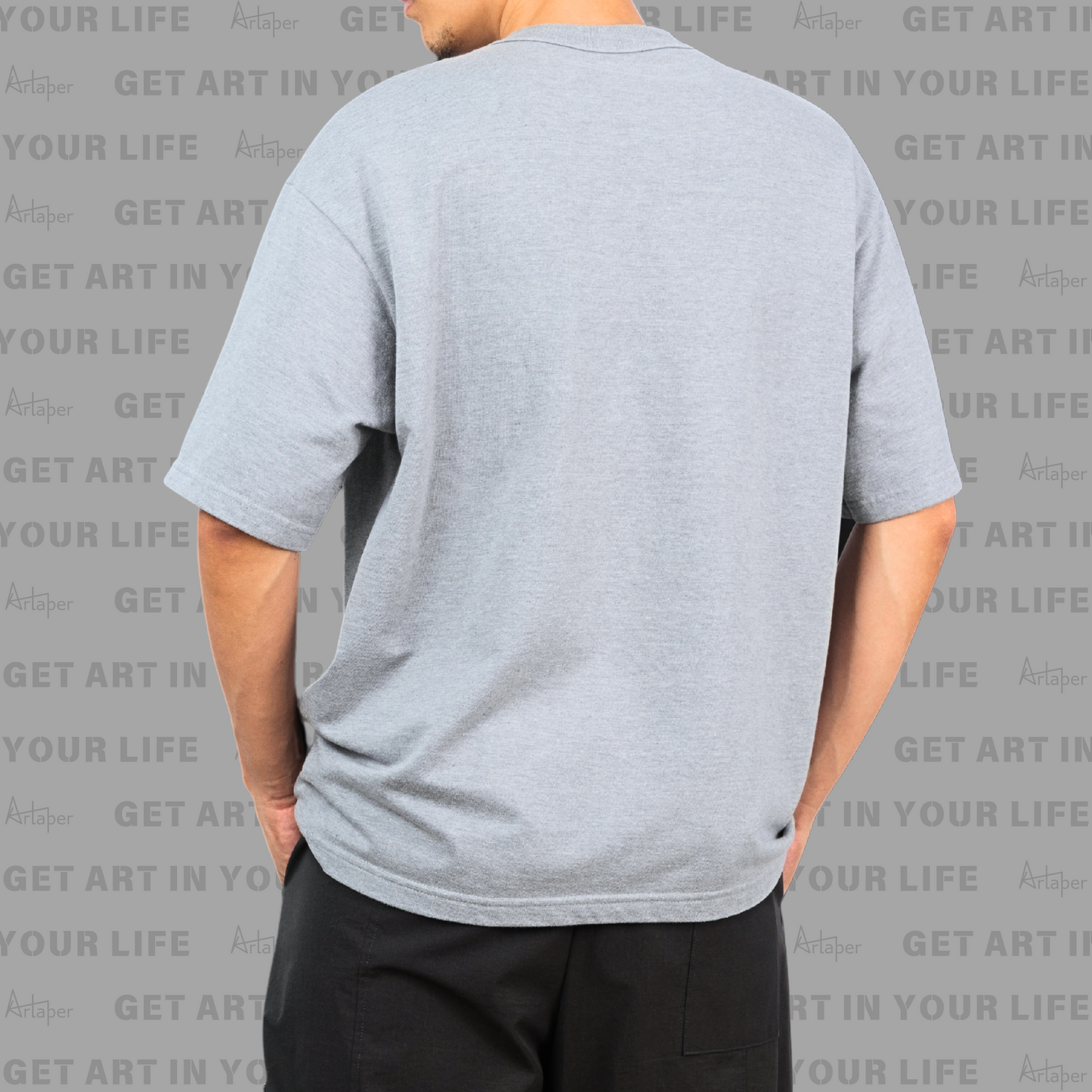 OVERSIZED DROP SHOULDER PLAIN T-SHIRT - Heather Slub Gray