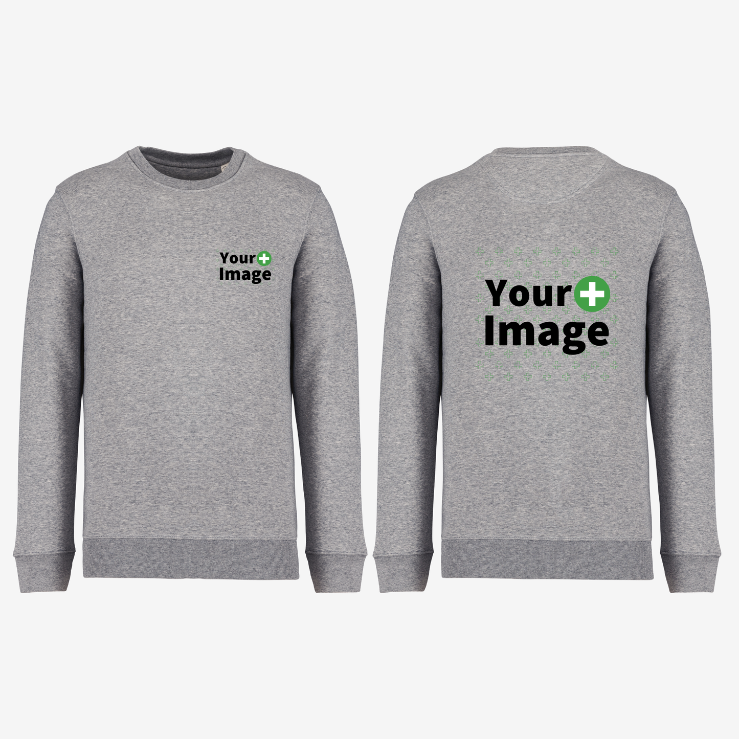 Custom Printed - CREW NECK SWEATSHIRT - Heather Slub Gray