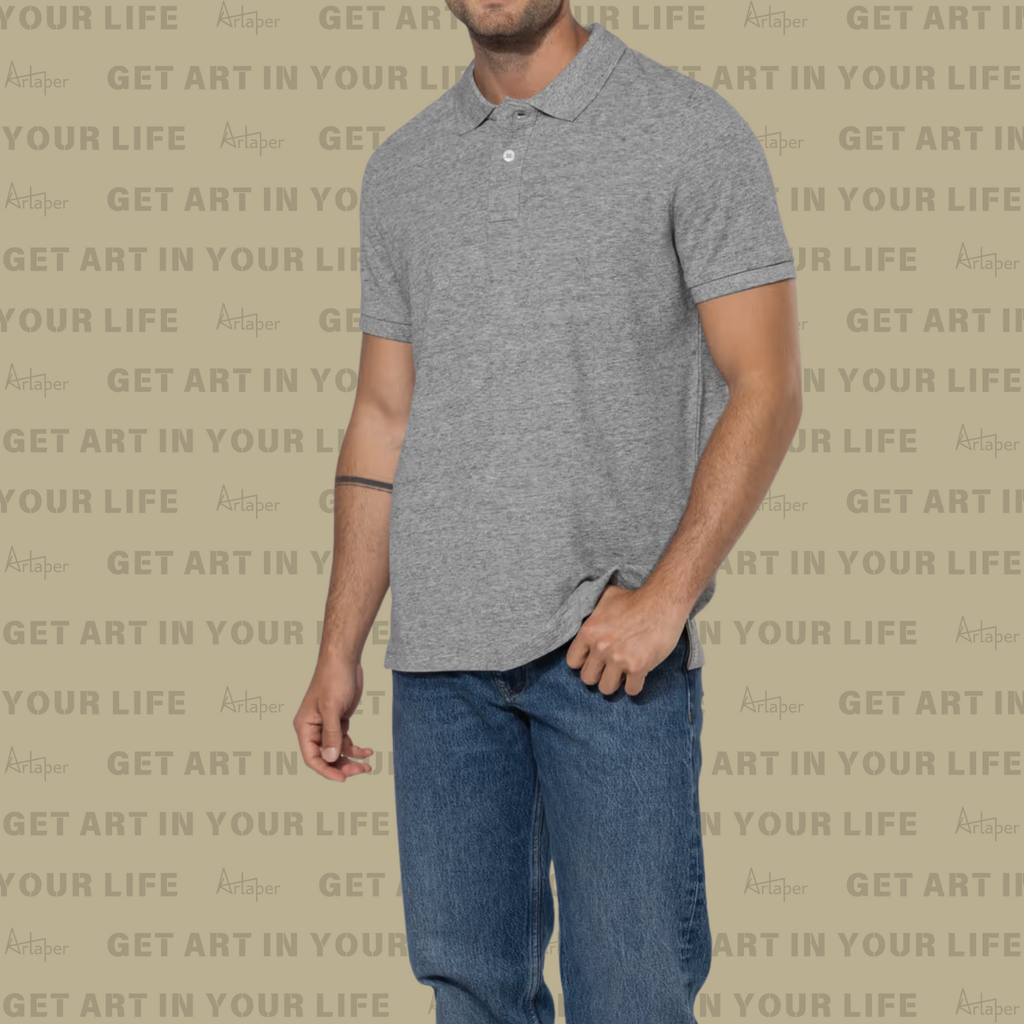 SHORT SLEEVE POLO - Heather Slub Gray