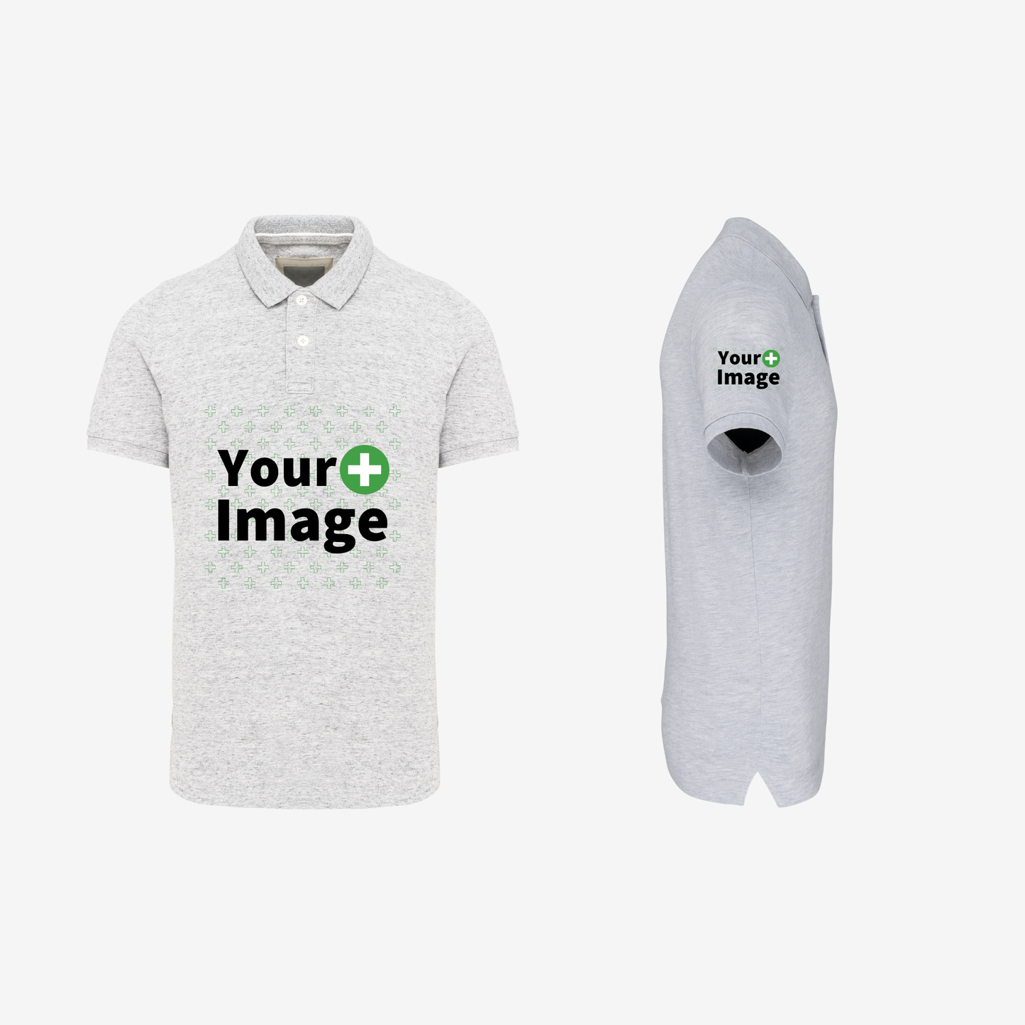 Custom Printed - SHORT SLEEVE POLO - Heather Ash Gray