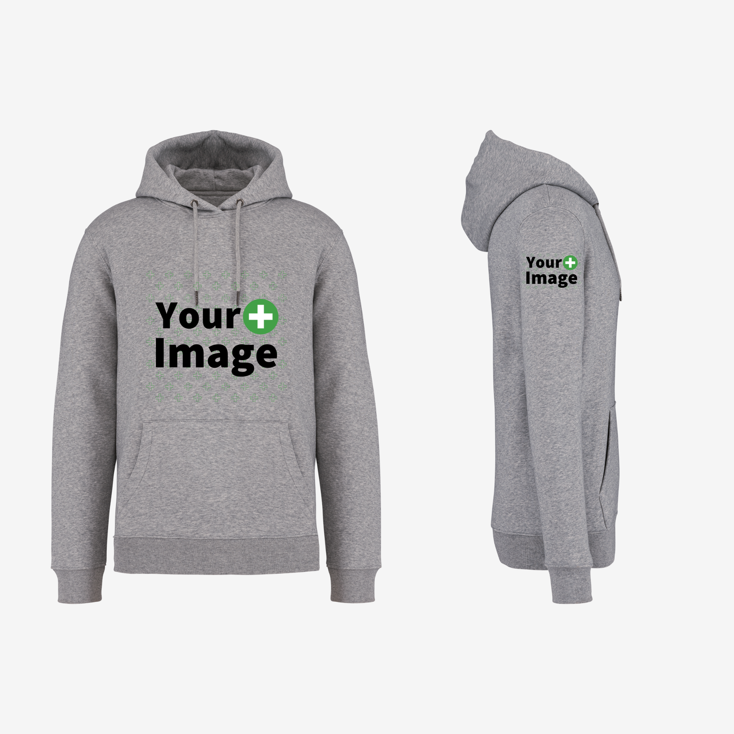 Custom Printed - HOODED SWEATSHIRT - Heather Slub Gray