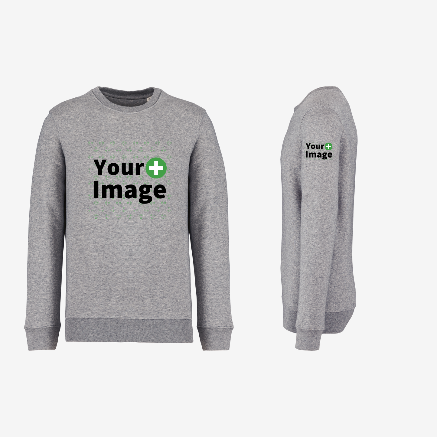Custom Printed - CREW NECK SWEATSHIRT - Heather Slub Gray